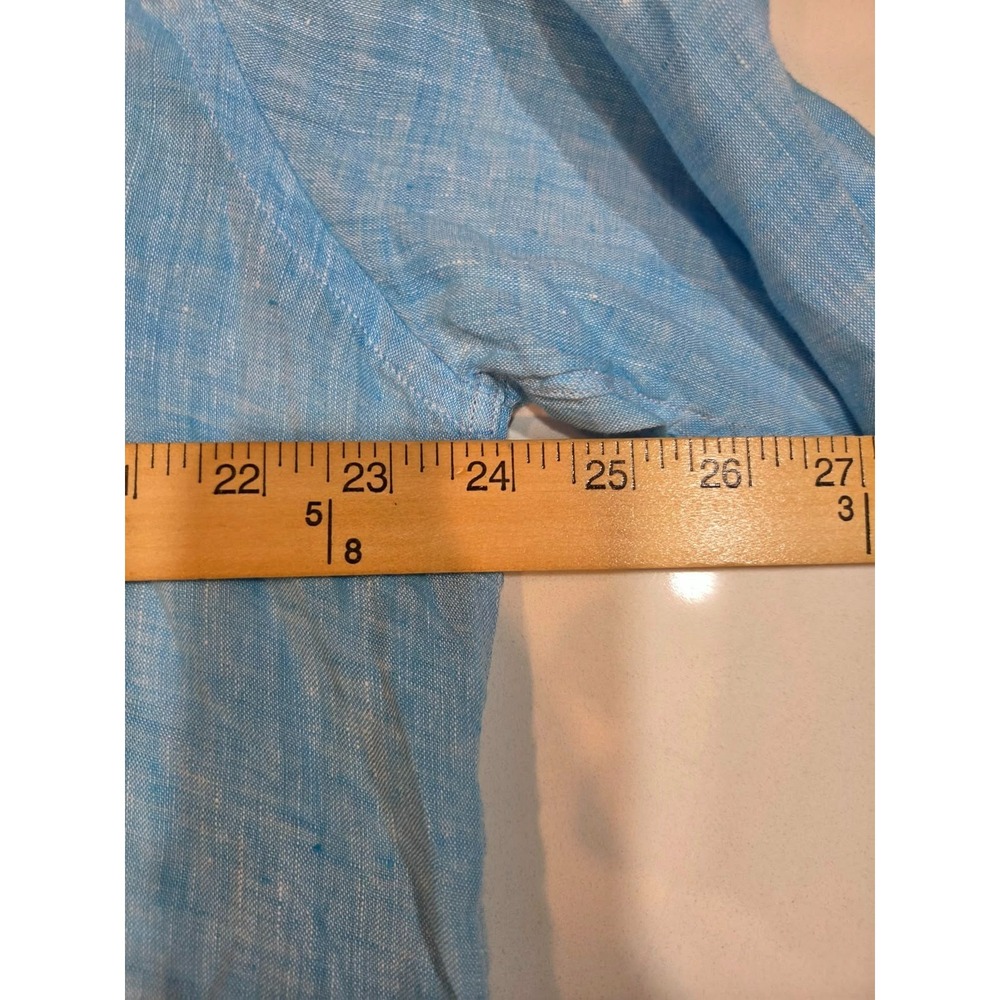 Tiki Napoli 100% Linen Blue Shirt Mens XL Long Sleeve Made in Italy Casual - Picture 11 of 13